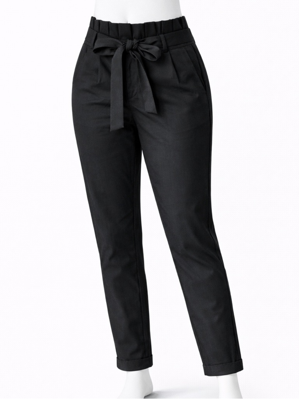 Pink Lily High Waisted Paperbag Tie Waist Black Pants Size Small